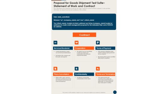Proposal For Goods Shipment Test Suite Statement Of Work And Contract One Pager Sample Example Document Proposal For Goods Shipment Test Suite Statement Of Work And Contract One Pager Sample Example Document