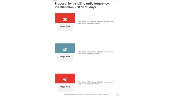 Proposal For Installing Radio Frequency Identification 30 60 90 Days One Pager Sample Example Document Proposal For Installing Radio Frequency Identification 30 60 90 Days One Pager Sample Example Document