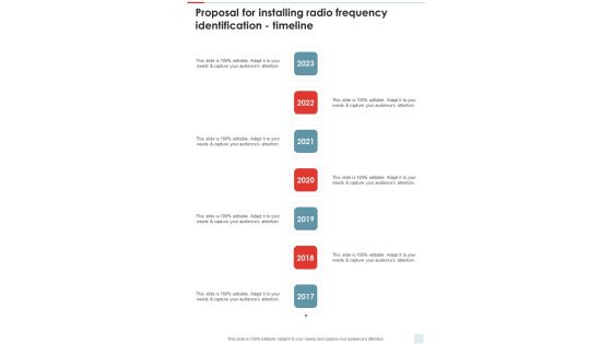 Proposal For Installing Radio Frequency Identification Timeline One Pager Sample Example Document Proposal For Installing Radio Frequency Identification Timeline One Pager Sample Example Document