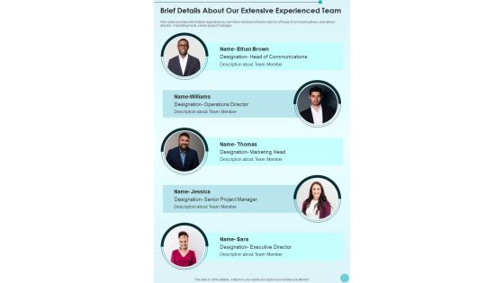 Proposal For Music Festival Investment Brief Details About Our Extensive One Pager Sample Example Document