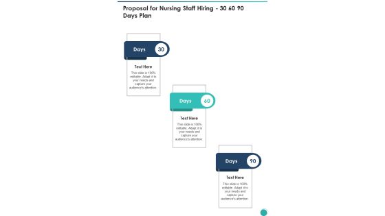 Proposal For Nursing Staff Hiring 30 60 90 Days Plan One Pager Sample Example Document