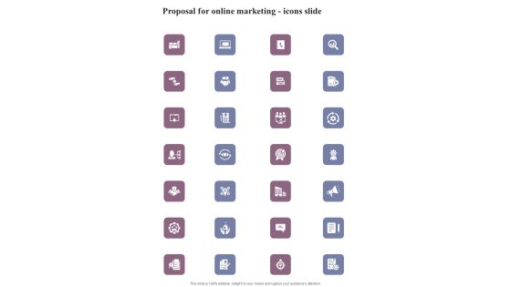 Proposal For Online Marketing Icons Slide One Pager Sample Example Document Proposal For Online Marketing Icons Slide One Pager Sample Example Document