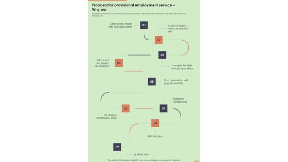 Proposal For Provisional Employment Service Why Our One Pager Sample Example Document Proposal For Provisional Employment Service Why Our One Pager Sample Example Document