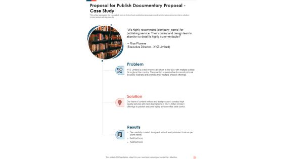 Proposal For Publish Documentary Proposal Case Study One Pager Sample Example Document Proposal For Publish Documentary Proposal Case Study One Pager Sample Example Document