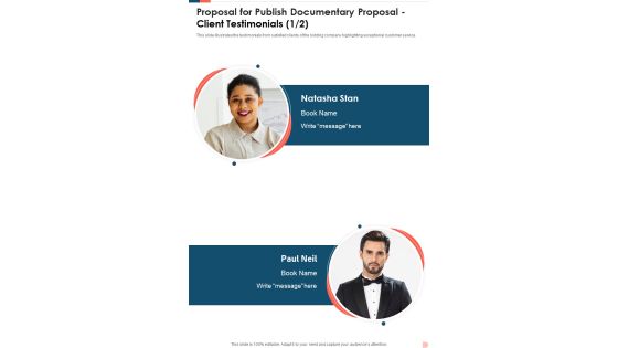 Proposal For Publish Documentary Proposal Client Testimonials One Pager Sample Example Document Proposal For Publish Documentary Proposal Client Testimonials One Pager Sample Example Document