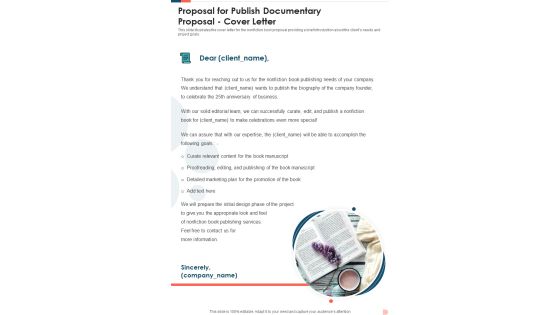 Proposal For Publish Documentary Proposal Cover Letter One Pager Sample Example Document Proposal For Publish Documentary Proposal Cover Letter One Pager Sample Example Document