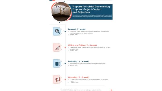 Proposal For Publish Documentary Proposal Project Context Objectives One Pager Sample Example Document Proposal For Publish Documentary Proposal Project Context Objectives One Pager Sample Example Document