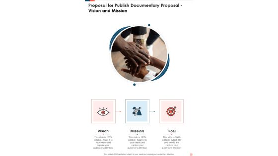 Proposal For Publish Documentary Proposal Vision And Mission One Pager Sample Example Document Proposal For Publish Documentary Proposal Vision And Mission One Pager Sample Example Document