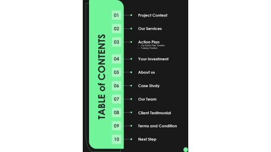 Proposal For Security Guard Services Table Of Contents One Pager Sample Example Document Proposal For Security Guard Services Table Of Contents One Pager Sample Example Document