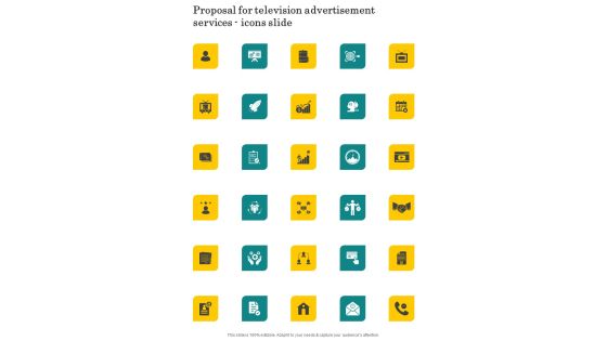 Proposal For Television Advertisement Services Icons Slide One Pager Sample Example Document Proposal For Television Advertisement Services Icons Slide One Pager Sample Example Document