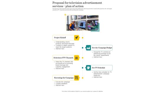 Proposal For Television Advertisement Services Plan Of Action One Pager Sample Example Document Proposal For Television Advertisement Services Plan Of Action One Pager Sample Example Document