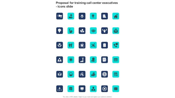 Proposal For Training Call Center Executives Icons Slide One Pager Sample Example Document