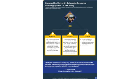 Proposal For University Enterprise Resource Planning System Case Study One Pager Sample Example Document Proposal For University Enterprise Resource Planning System Case Study One Pager Sample Example Document