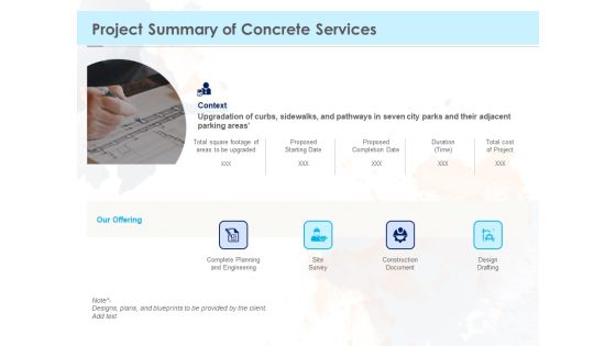 Proposal Template For Concrete Supplier Service Project Summary Of Concrete Services Summary PDF Proposal Template For Concrete Supplier Service Project Summary Of Concrete Services Summary PDF