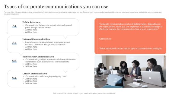Public Relation Communication Strategic Types Of Corporate Communications You Can Use Inspiration PDF Public Relation Communication Strategic Types Of Corporate Communications You Can Use Inspiration PDF