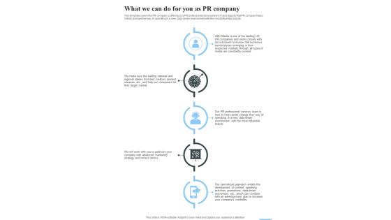 Public Relation Marketing Strategy What We Can Do For You As PR One Pager Sample Example Document Public Relation Marketing Strategy What We Can Do For You As PR One Pager Sample Example Document