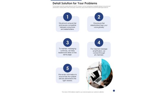 Public Relations Service Contractor Bid Detail Solution For Your Problems One Pager Sample Example Document Public Relations Service Contractor Bid Detail Solution For Your Problems One Pager Sample Example Document