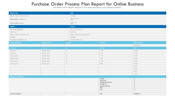 Purchase Order Process Plan Report For Online Business Ppt PowerPoint Presentation Outline Samples PDF Purchase Order Process Plan Report For Online Business Ppt PowerPoint Presentation Outline Samples PDF