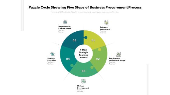 Puzzle Cycle Showing Five Steps Of Business Procurement Process Ppt PowerPoint Presentation Infographics Clipart PDF