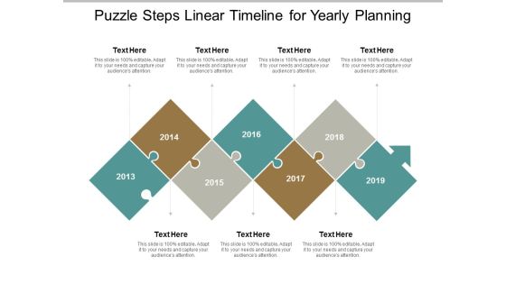 Puzzle Steps Linear Timeline For Yearly Planning Ppt Powerpoint Presentation Slides Maker