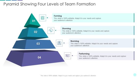Pyramid Showing Four Levels Of Team Formation Information PDF