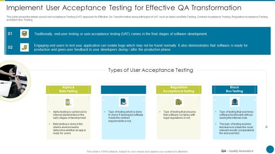 QA Modification For Product Quality Development And Consumer Satisfaction Implement User Acceptance Clipart PDF QA Modification For Product Quality Development And Consumer Satisfaction Implement User Acceptance Clipart PDF