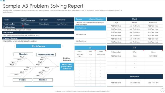 QA Plan Set 1 Sample A3 Problem Solving Report Introduction PDF QA Plan Set 1 Sample A3 Problem Solving Report Introduction PDF
