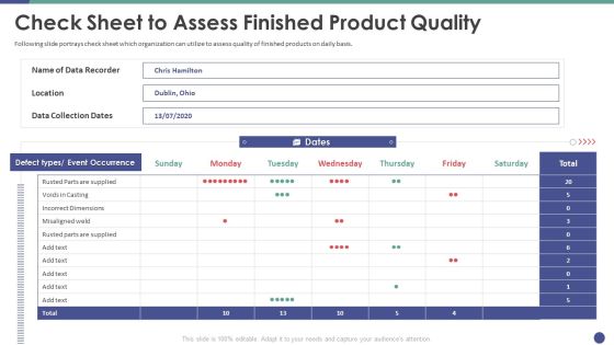 QC Engineering Check Sheet To Assess Finished Product Quality Ppt Styles Design Inspiration PDF QC Engineering Check Sheet To Assess Finished Product Quality Ppt Styles Design Inspiration PDF