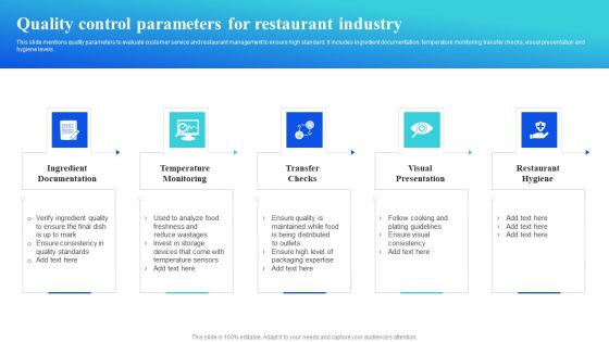 Quality Control Parameters For Restaurant Industry Professional PDF