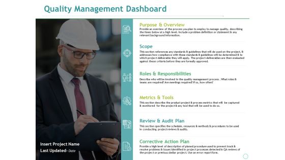 Quality Management Dashboard Ppt PowerPoint Presentation Ideas Template