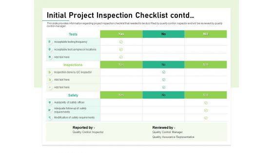 Quality Management Plan QMP Initial Project Inspection Checklist Contd Demonstration PDF Quality Management Plan QMP Initial Project Inspection Checklist Contd Demonstration PDF