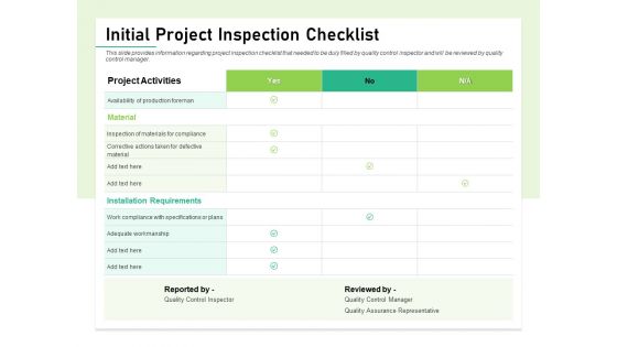 Quality Management Plan QMP Initial Project Inspection Checklist Topics PDF Quality Management Plan QMP Initial Project Inspection Checklist Topics PDF