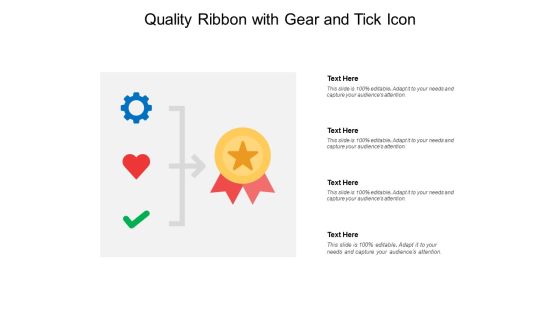 Quality Ribbon With Gear And Tick Icon Ppt PowerPoint Presentation File Graphics Pictures