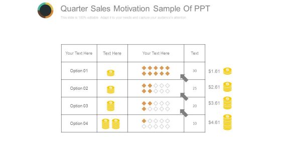 Quarter Sales Motivation Sample Of Ppt