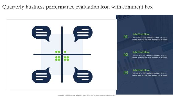 Quarterly Business Performance Evaluation Icon With Comment Box Professional PDF Quarterly Business Performance Evaluation Icon With Comment Box Professional PDF