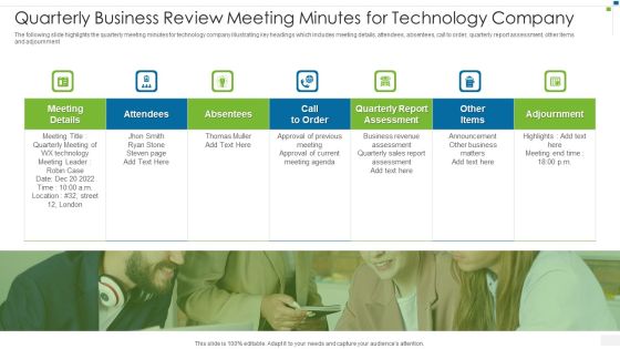 Quarterly Business Review Meeting Minutes For Technology Company Demonstration PDF Quarterly Business Review Meeting Minutes For Technology Company Demonstration PDF