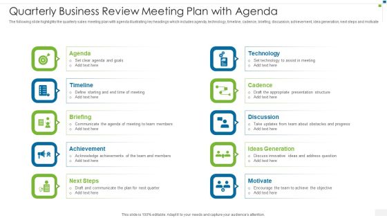 Quarterly Business Review Meeting Plan With Agenda Microsoft PDF Quarterly Business Review Meeting Plan With Agenda Microsoft PDF