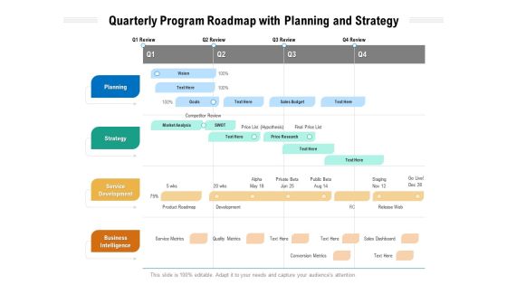Quarterly Program Roadmap With Planning And Strategy Portrait Quarterly Program Roadmap With Planning And Strategy Portrait