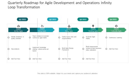 Quarterly Roadmap For Agile Development And Operations Infinity Loop Transformation Infographics Quarterly Roadmap For Agile Development And Operations Infinity Loop Transformation Infographics
