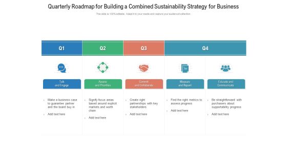 Quarterly Roadmap For Building A Combined Sustainability Strategy For Business Graphics Quarterly Roadmap For Building A Combined Sustainability Strategy For Business Graphics
