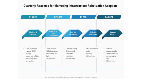Quarterly Roadmap For Marketing Infrastructure Robotization Adoption Template Quarterly Roadmap For Marketing Infrastructure Robotization Adoption Template