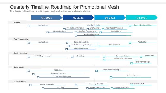 Quarterly Timeline Roadmap For Promotional Mesh Introduction Quarterly Timeline Roadmap For Promotional Mesh Introduction