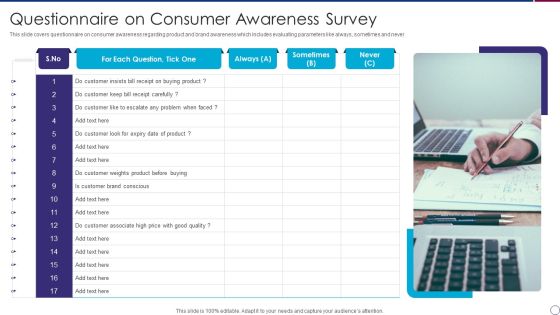 Questionnaire On Consumer Awareness Survey Designs PDF Questionnaire On Consumer Awareness Survey Designs PDF