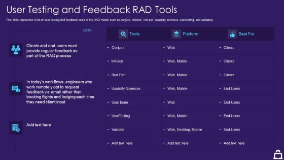 RAD Approach IT User Testing And Feedback RAD Tools Ppt Model Good PDF RAD Approach IT User Testing And Feedback RAD Tools Ppt Model Good PDF