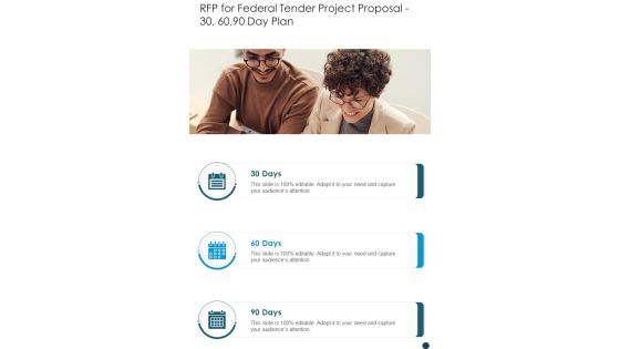 RFP For Federal Tender Project Proposal 30 60 90 Day Plan One Pager Sample Example Document RFP For Federal Tender Project Proposal 30 60 90 Day Plan One Pager Sample Example Document