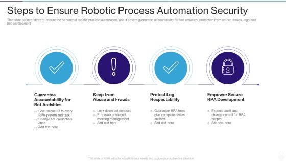 RPA IT Steps To Ensure Robotic Process Automation Security Ppt Layouts Layout Ideas PDF RPA IT Steps To Ensure Robotic Process Automation Security Ppt Layouts Layout Ideas PDF
