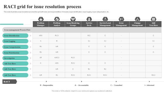 Raci Grid For Issue Resolution Process Graphics PDF