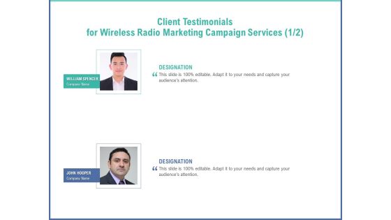 Radio Marketing Plan Product Launch Client Testimonials For Wireless Radio Marketing Campaign Services Pictures PDF Radio Marketing Plan Product Launch Client Testimonials For Wireless Radio Marketing Campaign Services Pictures PDF