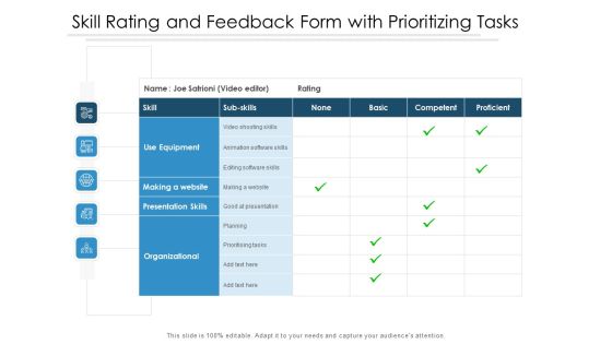 Rating And Feedback Form With Prioritizing Tasks Ppt PowerPoint Presentation Infographics Show PDF Rating And Feedback Form With Prioritizing Tasks Ppt PowerPoint Presentation Infographics Show PDF