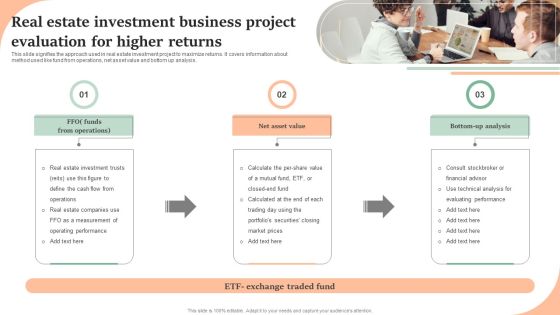 Real Estate Investment Business Project Evaluation For Higher Returns Graphics PDF Real Estate Investment Business Project Evaluation For Higher Returns Graphics PDF